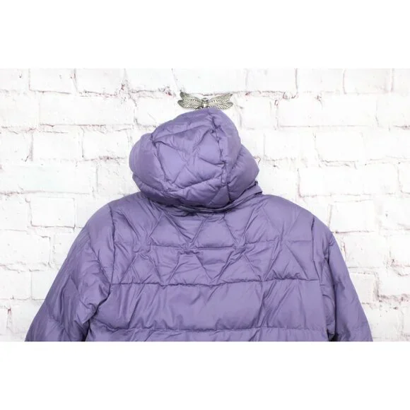 LL Bean Ultralight 650 Down Jacket Fleece Lined Quilted Purple Size L 14-16